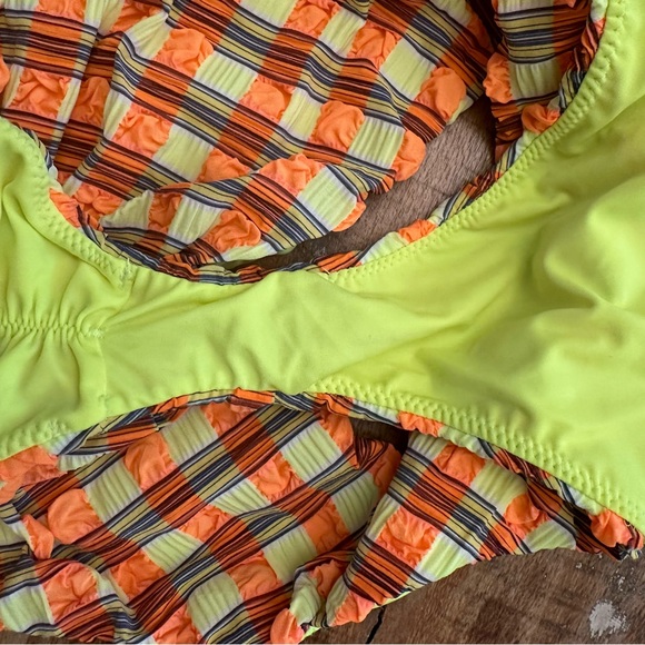 Montce NWOT Paula Bikini Bottom Neon Plaid - Picture 10 of 10